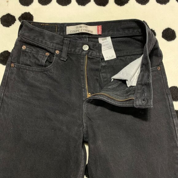 Vintage 90s Y2K Levi's Slim Fit Faded Washed Black Denim Straight Leg Jeans - Picture 4 of 12